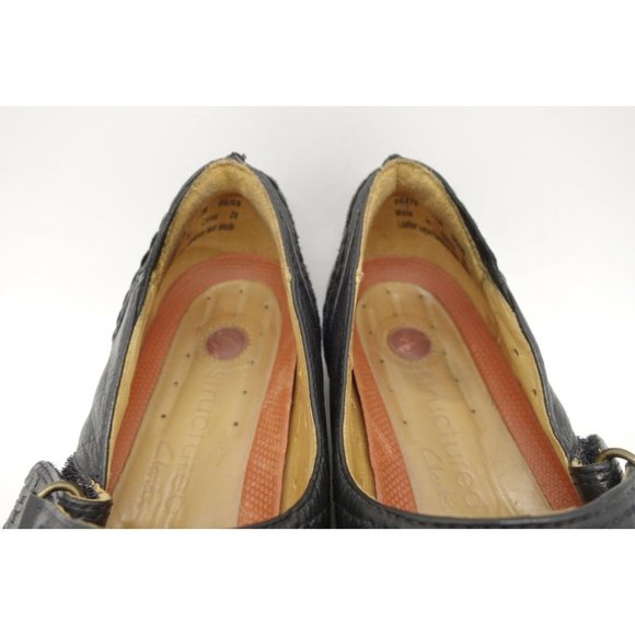 Clarks Unstructured Black Leather Casual Adjustable Loafers Shoes Women's 7.5 M - Picture 6 of 10